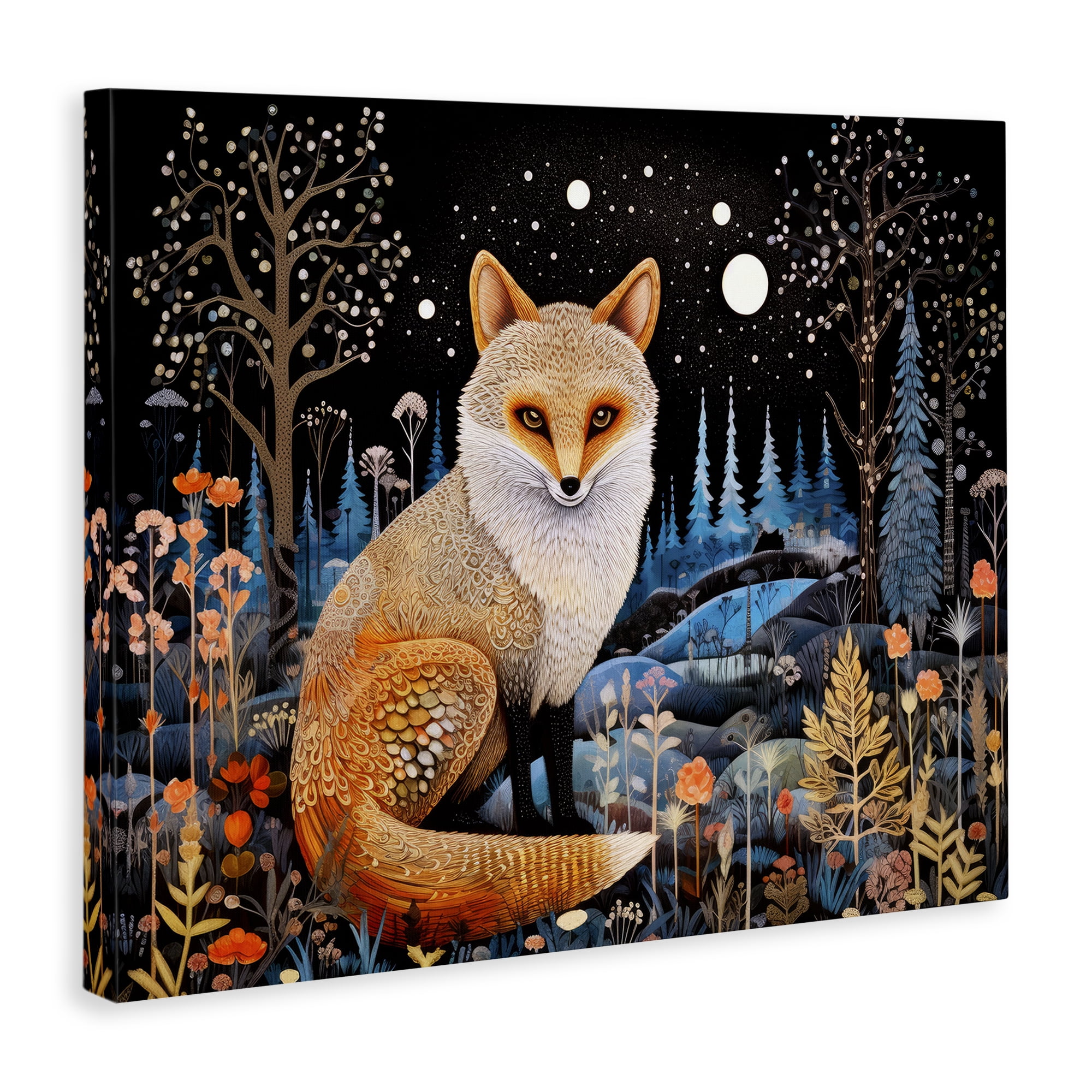 Stupell Industries Forest Fox in Nature Animals & Insects Painting Gallery Wrapped Canvas Art Print Wall Art, 20 x 16