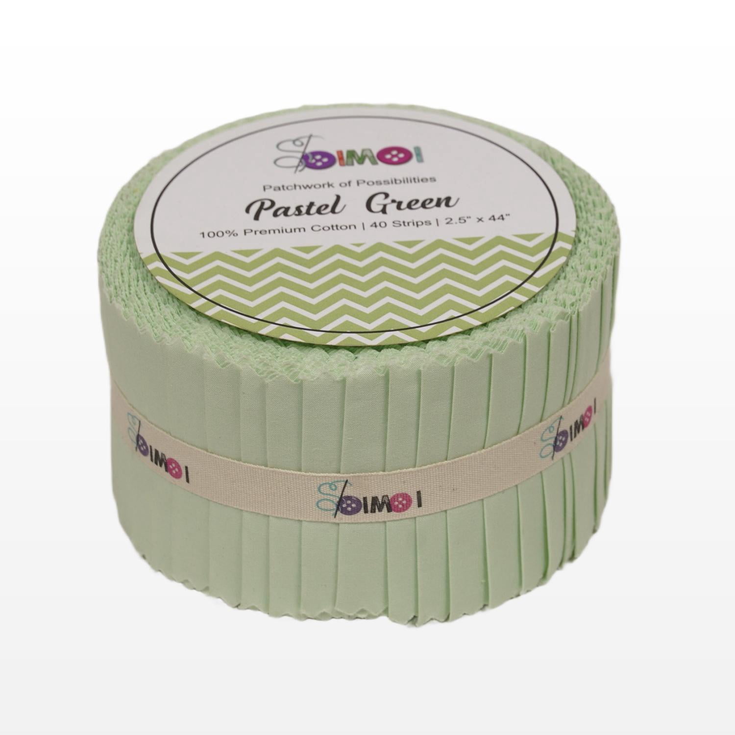 Soimoi Solid Jelly Roll Fabric Strips for Quilting, Precut Fabric for DIY, 40 Strip 2.5" Assorted Bundle, Jelly Roll For Scrapbooking, Perfect Quilting Fabric for Sewing, Craft, Decor - Pastel Green