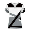 thumbnail image 4 of Women's Short Sleeve Tunic Tops for Lady Loose Fit Flowy Y2K Tops Dressy Casual Vintage Color Block Fashion 2024 V Neck Blouse Comfy Casual Shirts Summer Clothes for Teen Girls Gray T Shirts XXXXXL, 4 of 5