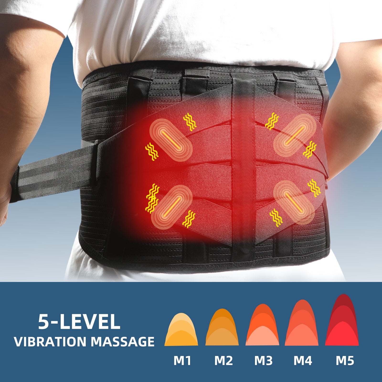 HONGJING Massage Back Brace for Lower Back Pain Relief,  Heated Support Belt for Relieving Pain from Herniated Disc, Scoliosis, Sciatica (L)