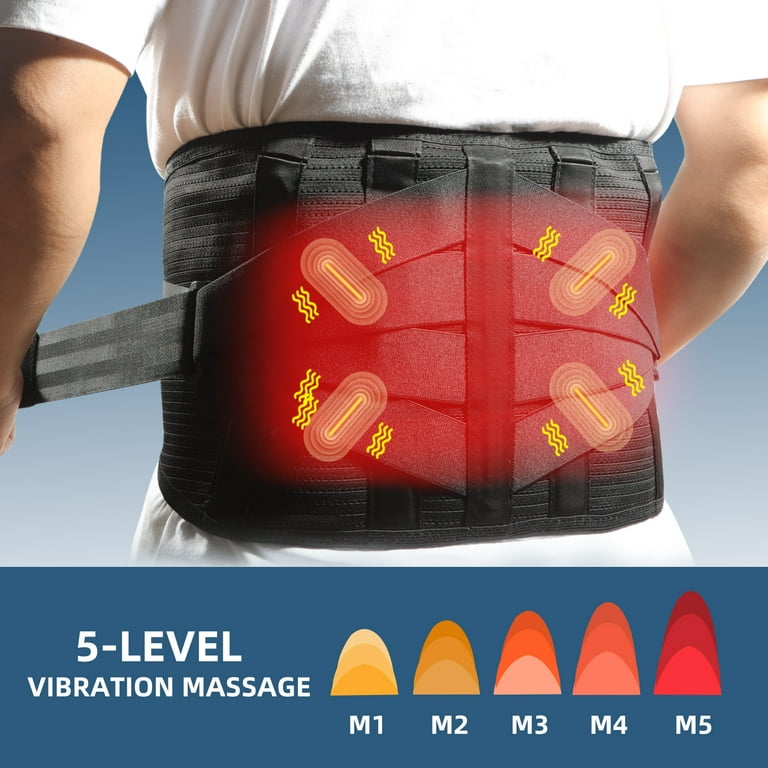 HONGJING Massage Back Brace for Lower Back Pain Relief, Cordless Heating  Back Support Belt for Relieving Pain from Herniated Disc, Scoliosis,  Sciatica (M)