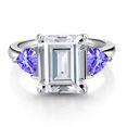 thumbnail image 3 of Gem Stone King 925 Sterling Silver Blue Tanzanite Ring Set with Moissanite (8.18 Cttw), 3 of 6