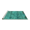 thumbnail image 2 of Ahgly Company Machine Washable Indoor Square Oriental Turquoise Blue Industrial Area Rugs, 8' Square, 2 of 4