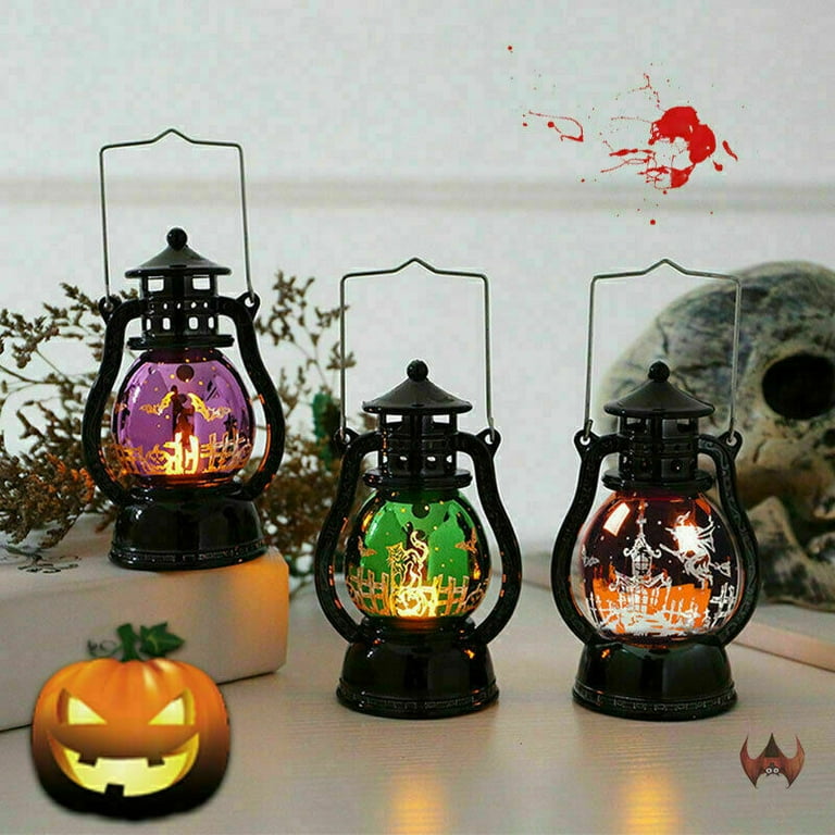 Basstop Flame Lamp Halloween Hanging Light Decor Lantern Castle Party(Witch)