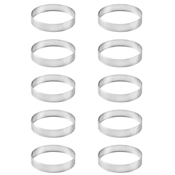 10X Moldes Redondos Agujero Acero Inoxidable Para Tartas 20 Cm Anillo De Tarta De Pastel De Mousse Postre De Pizza Molde De DecoracióN De Bricolaje Herramienta De Cocina