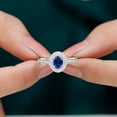 thumbnail image 2 of Silvago Jewelry 14K White Gold Plated Rings Gifts - 2.14 Ct Oval Cut Moissanite Rings - Beautiful Engagement Ring for Women's - Double Halo Special Occasion Ring - Wedding Jewelry For Bridesmaids, 2 of 8