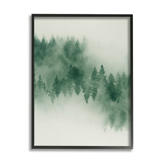Stupell Surreal Foggy Forest Trees Landscape Painting Black Framed Art Print Wall Art