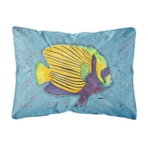 Carolines Treasures 8579PW1216 Tropical Fish on Blue Canvas Fabric Decorative Pillow, 12H x16W, multicolor