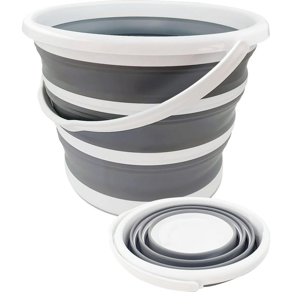 Collapsible Bucket - 10L (2.6 Gallon) Bucket for Cleaning with Handle, Space-Saving, Portable Foldable Water Pail for Versatile Use, Home, Outdoors, Car Wash, Camping, Fishing