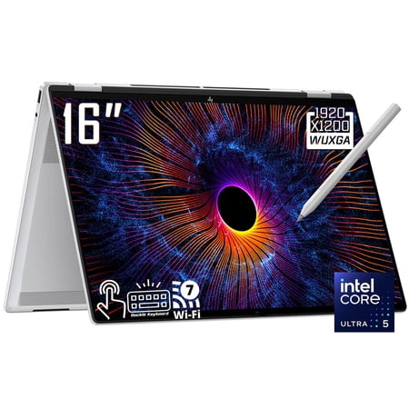 HP OmniBook 7 Flip 2-in-1 AI Laptop, 16" 2K 1920 x 1200 IPS LCD Touchscreen, Intel Core Ultra 5 226V, 5MP IR Camera, Backlit KB, Stylus Pen, Win11 Home (16GB DDR5 RAM + 512GB SSD)