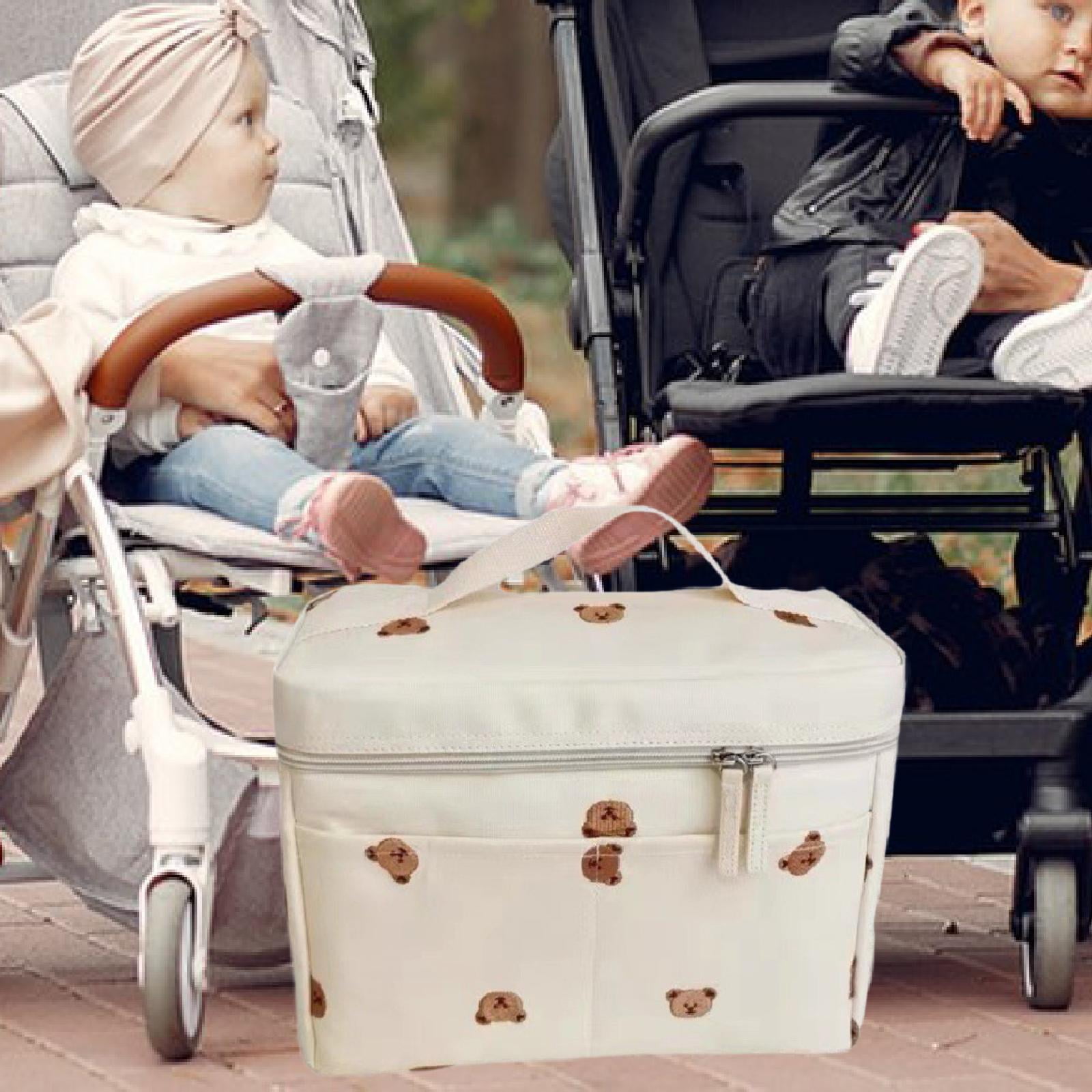 LeeQinersw Baby Diaper Bag Canvas Lightweight Portable Diaper Organizer Pouch Baby Stroller White