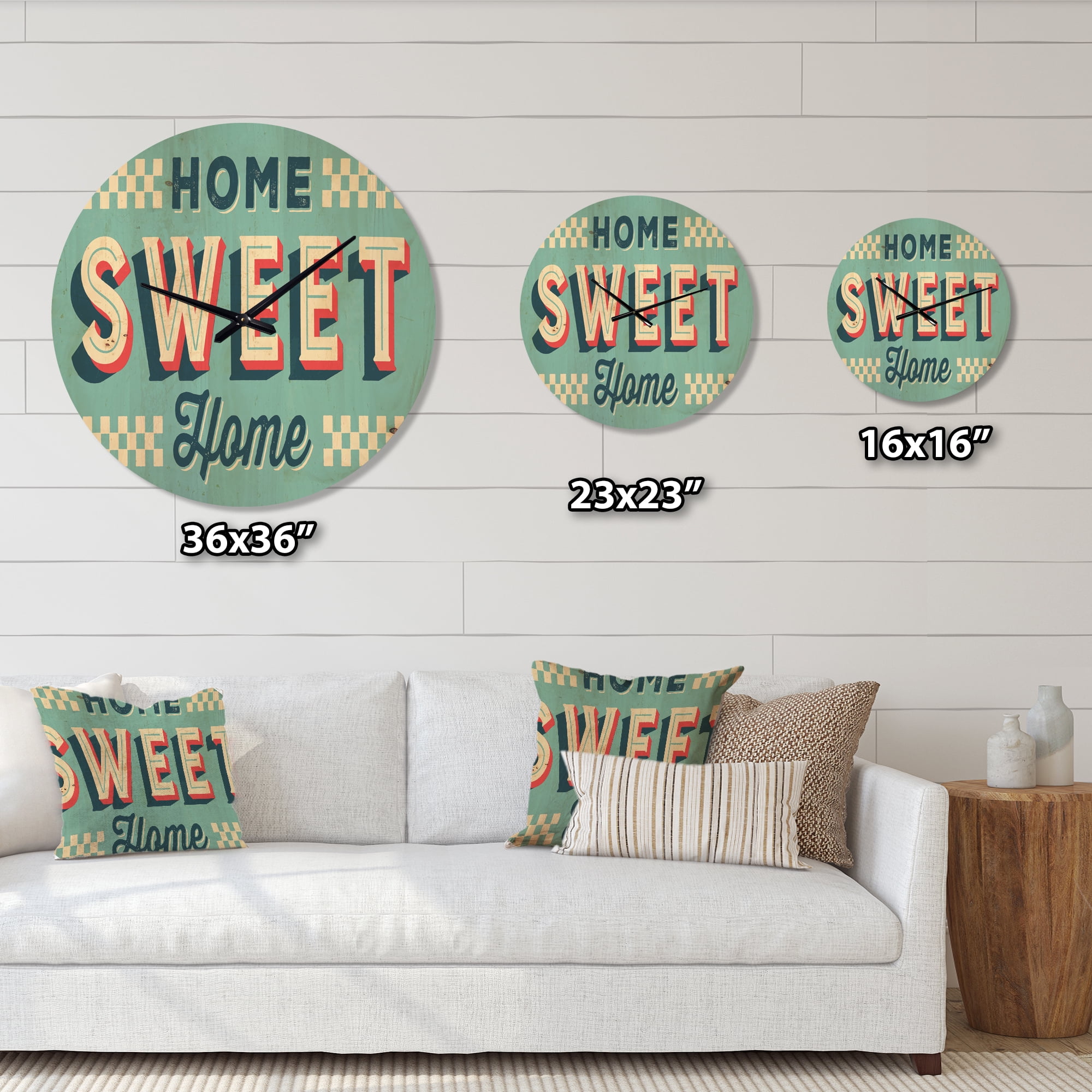 Designart 'Old Metal Style Home Sweet Home' Vintage Wood Wall Clock