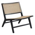 thumbnail image 1 of veasfak Wood Frame Handwoven Rattan Lounge Chair Multipurpose for Balcony 63x70x73cm Black, 1 of 9