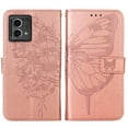 thumbnail image 6 of SaniMore Case for Motorola Moto G Stylus 5G 2023 (6.6"), PU Leather Skin with Luxury Embossed Butterfly [Wrist Strap & Card Slots & Flip Kickstand] Full-body Shockproof Business Wallet Cover, Rosegold, 6 of 6