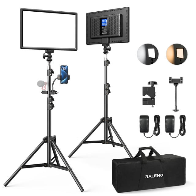 Kit de iluminación fotográfica Raleno VL-S192K con 2 luces y soporte
