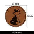 thumbnail image 2 of Curious Fox Sitting Looking Back 2.5" Faux Leather Round Engraved Iron-On Patch - Brown, 2 of 6