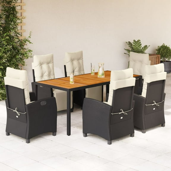 vidaXL Patio Dining Set with Cushions Outdoor Garden Furniture Poly Rattan