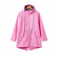 thumbnail image 2 of UTSJKR Women's Hooded Raincoat Windproof Jacket Lightweight Anorak Outdoor Long Sleeve Trench Coat Pink XL, 2 of 5