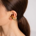 thumbnail image 5 of Pendientes de Clip ligeros para mujer, Piercing falso de acero inoxidable, textura de puño de oreja Extra grande, torcido martillado, 1 par, 5 of 5