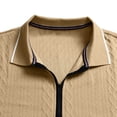 thumbnail image 6 of TOUMENY Men Sweater Zip Collared Long Sleeve Basic Slim Tops Fall Winter Solid Casual Knit Pullover Khaki M, 6 of 7