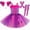 4PC-Set, variant on Duryarhall Pink Purple Striped Cat Costume With Cat Ears,Striped Socks Gloves for Girls Cosplay Dress up Accessory Set