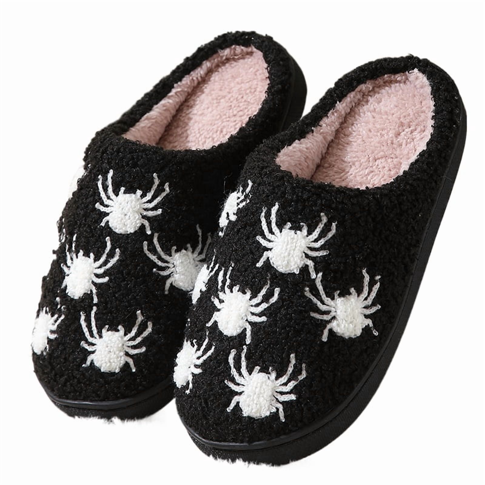 BERANMEY Halloween Slippers for Women Perfect Soft Plush Comfy Warm Slip-On Cute Womens Slippers Indoor Fluffy House Slippers for Women and Men Non-slip Fuzzy Flat Slides