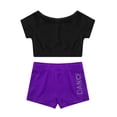 thumbnail image 3 of iiniim Kids Girls Two Piece Sports Active Outfits Short Sleeves Tops with Bottoms Set Gymnastic Dancewear, 3 of 7