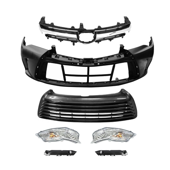 Complete Front Bumper Grille Set with Fog Lights For 2015-2017 Toyota Camry LE