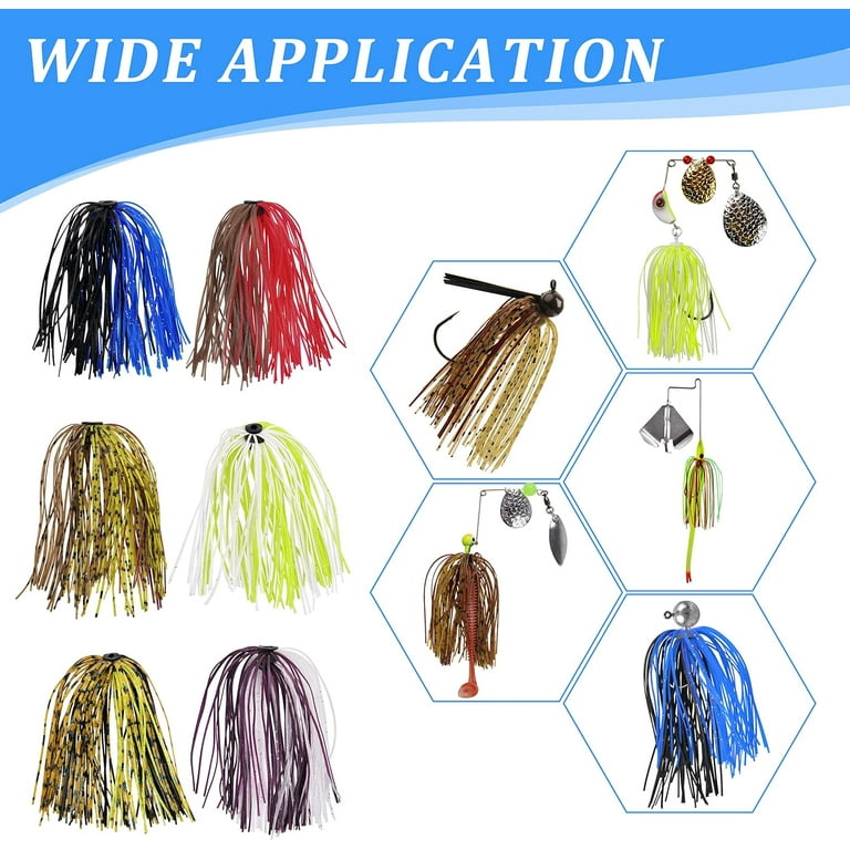Silicone Jig Skirts DIY Bass Rubber Fishing Jig Lures Kit Spinnerbaits  Buzzbait Swimjig Skirts Replacement 12/24 Bundles 50 Strands Fishing Bait