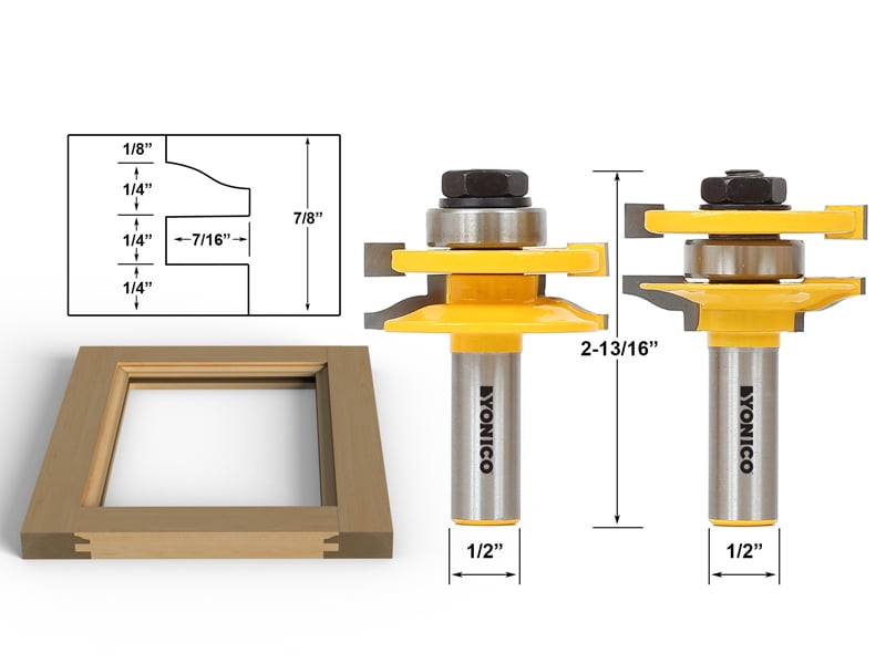 Yonico Rail & stile Router Bit Set- Matched 2 Bit LARGE Ogee - 12236 ...