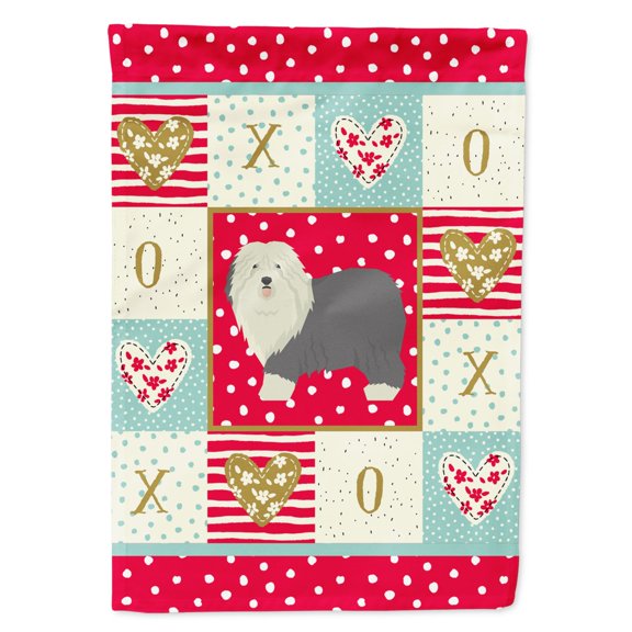 Carolines Treasures CK5942CHF Old English Sheepdog Love Flag Canvas House Size Large multicolor