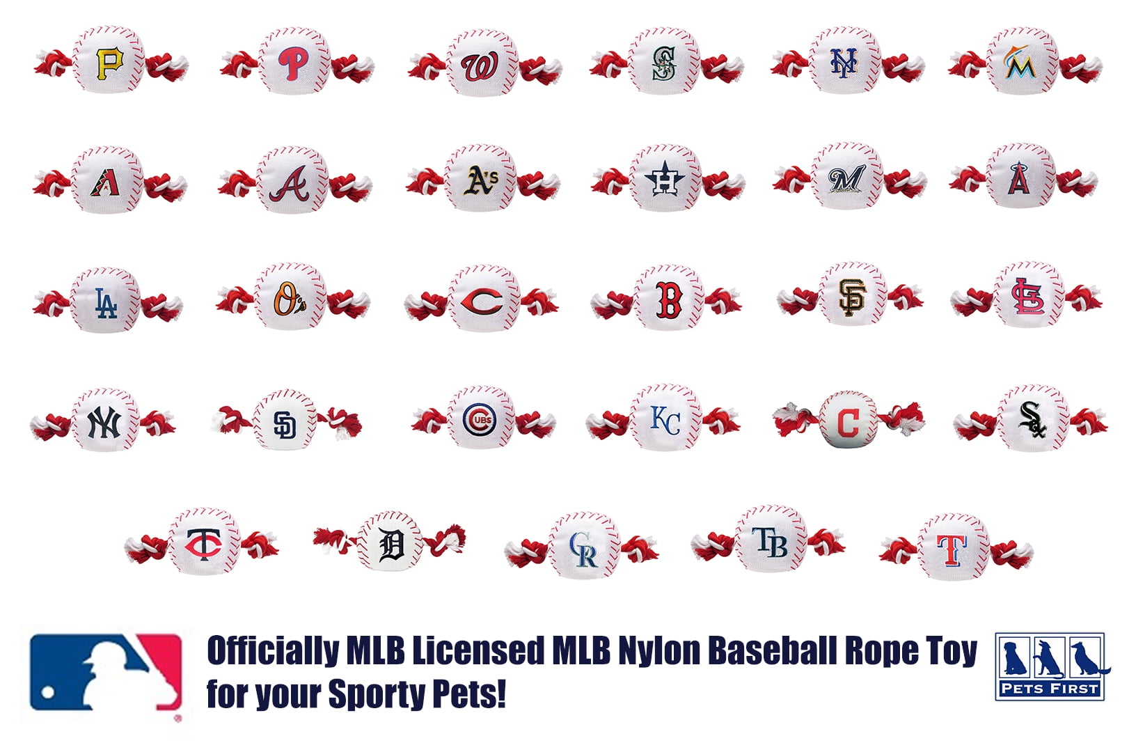 Pets First MLB Toronto Blue Jays Nylon Baseball Rope Tug Toy, MLB Licensed, Heavy Duty and Durable Toy