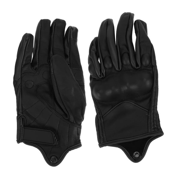 Unique Bargains XXL Motorcycle Gloves Breathable Full Finger Gloves Leather Outdoor Gloves Without Hole Black 1 Pair