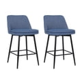thumbnail image 5 of Hassch Swivel Barstools Set of 2, Upholstered Counter Height Armless Chairs with Curved Backrest and Sturdy Metal Legs for Kitchen Island, Home Bar, or Dining Room (Blue), 5 of 8