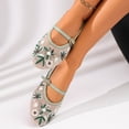 thumbnail image 4 of SuTry Women's Round Toe Mary Jane Flats Floral Embroidery Breathable Mesh Adjustable Buckle Strap Comfortable Cushioned School Office Daily Casual Walking Shoes(39), 4 of 9