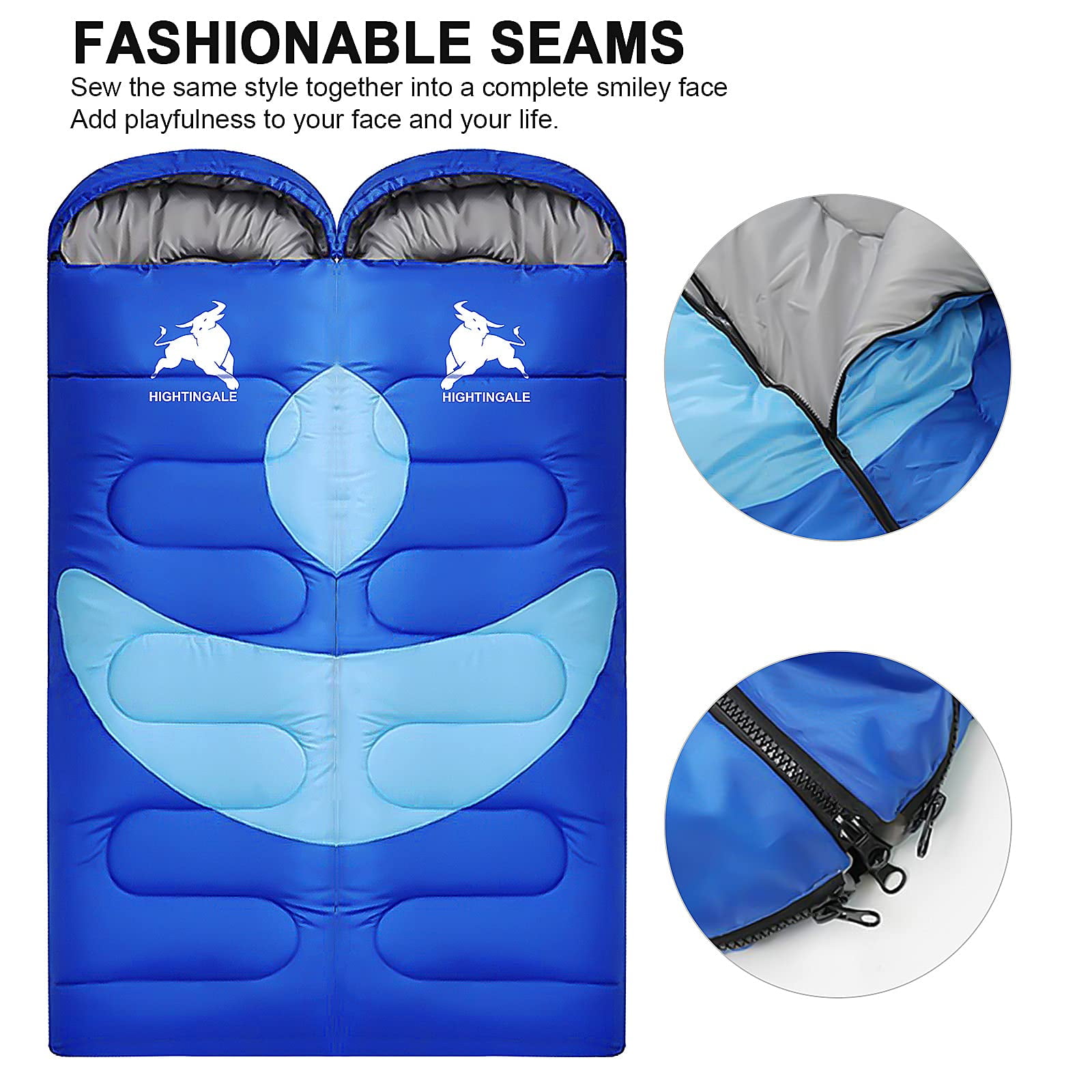 Sleeping Bag, 3-4 Seasons Double Sleeping Bag for Adults, One Person Sleeping Bag Lightweight Waterproof for Cold Weather & Warm, 220CM X 75CM