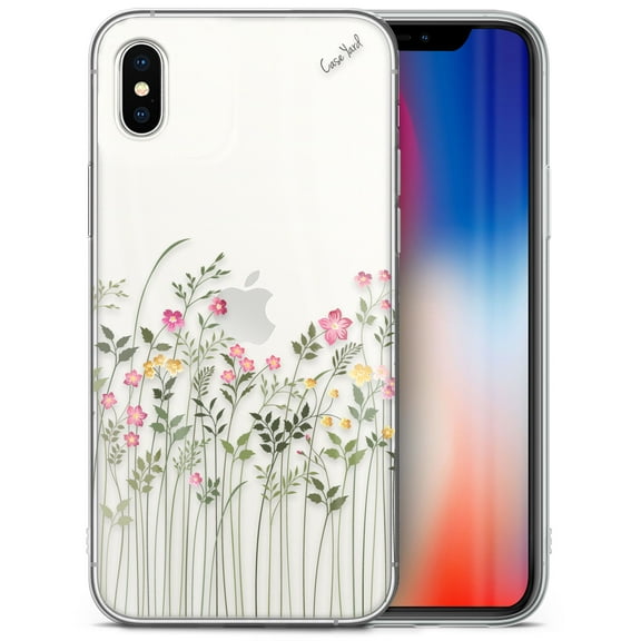 Case Yard iPhone-X Case Clear Soft & Flexible TPU Ultra Low Profile Slim Fit Thin Shockproof Transparent Bumper Protective Cover Drop Protective Cell Phone Cases (Floral Flowers)