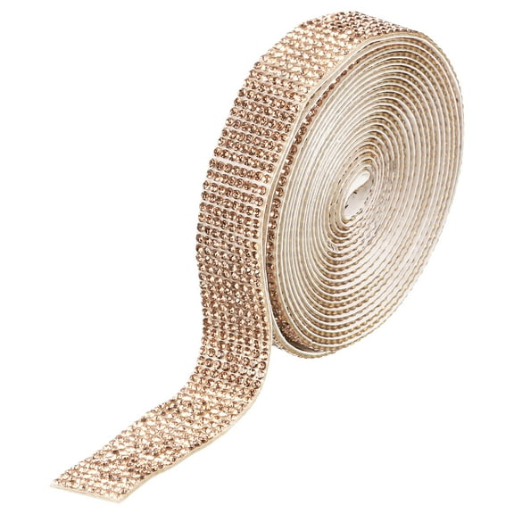 Uxcell Self Adhesive Rhinestone Strips, 3 Yards Crystal Rhinestone Ribbon Bling Diamond Stickers Wrap, Champagne