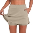 thumbnail image 3 of Bloomae Womens Skorts with Pockets Dressy Casual Tummy Control Plus Size Golf Tennis Short Skirts Trendy Solid Color High Waist Athletic Sports Joggers Pants Workout Shorts Khaki XXL, 3 of 7