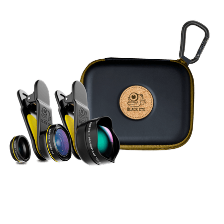 BLACK EYE Travel Kit G4 Combo Package with Pro Portrait Tele G4, Macro G4 and Wide G4 (Includes Travel Bag, Universal Clip Attachment, 160° Wide Angle, 15x Macro and 2.5x Tele (The Best Portrait Lens)