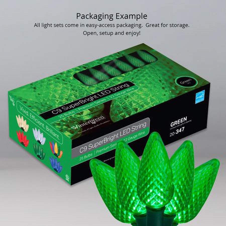 Wintergreen Lighting C9 Green LED Christmas Lights, 25-Count photo 6
