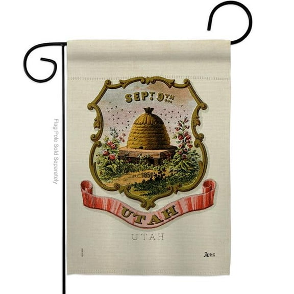 Americana Home & Garden G141251-BO 13 x 18.5 in. Coat of Arms Utah Garden Flag with Americana States Double-Sided Decorative Vertical House Banner Yard Gift