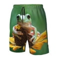 thumbnail image 4 of Logiee Tree Frog Sitting On Sunflowes Print Mens Swim Trunks Quick Dry Board Shorts,Breathable Hawaii Beach Shorts Swimwear Bathing Suits-3X-Large, 4 of 6