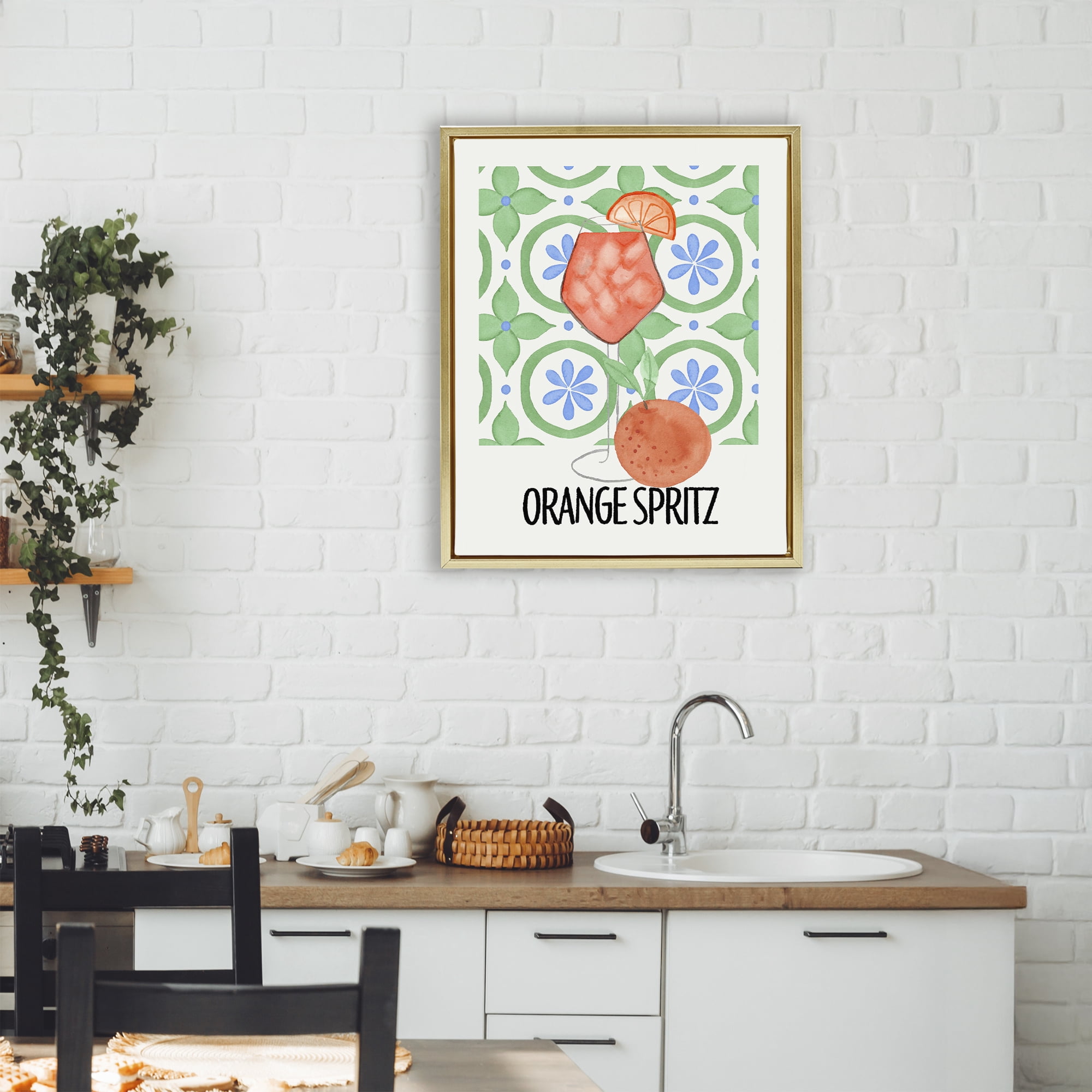 Stupell Industries Orange Spritz On My Mind Gold Framed Floater Canvas Wall Art, design by Nina Jacobs