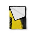 thumbnail image 2 of Kung Fu Soft Flannel Fleece Throw Blanket, Bicolour Design Eastern Martial Art Posed Man Silhouette on Moon Round, Cozy Plush for Indoor and Outdoor Use, 50" x 60", Yellow Charcoal Grey, by Ambesonne, 2 of 5