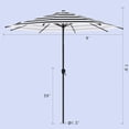 thumbnail image 5 of Abba Patio 9ft Outdoor Patio Umbrella w/ Push Button Tilt and Crank, 8 Ribs, Black & White Stripe, 5 of 6