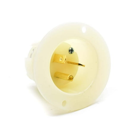 Superior Electric YGF129 Straight Flanged Inlet 3 Wire, 20 Amps, 125V, NEMA 5-20P