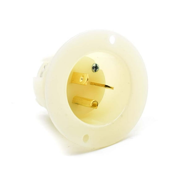 Superior Electric YGF129 Straight Flanged Inlet 3 Wire, 20 Amps, 125V, NEMA 5-20P