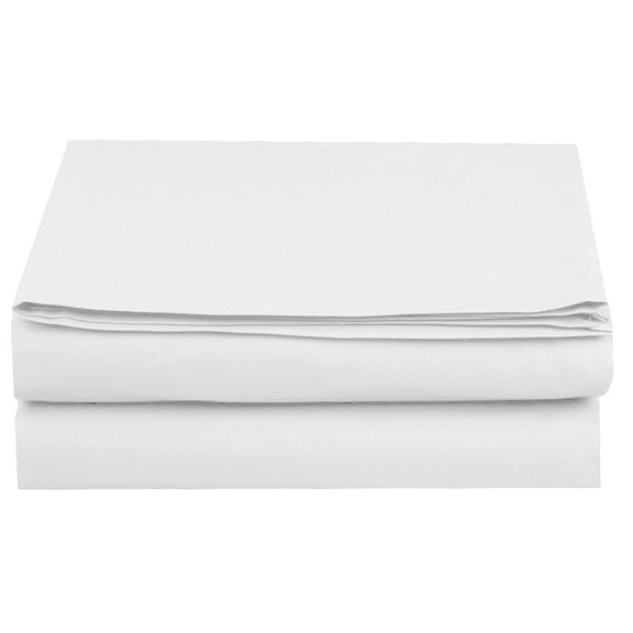 Elegant Comfort Glam 1500 Thread Count White Solid Print Microfiber Flat Sheets, Queen Deep Pocket