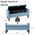 thumbnail image 4 of Foredo Contemporary Upholstered Storage Ottoman Bench with Arms, Button Tufted Ottoman with Storage,Velvet Storage Bench for Bedroom, Entryway, Living room, Light Blue, 4 of 8